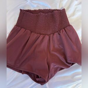 offline by aerie high rise running shorts maroon